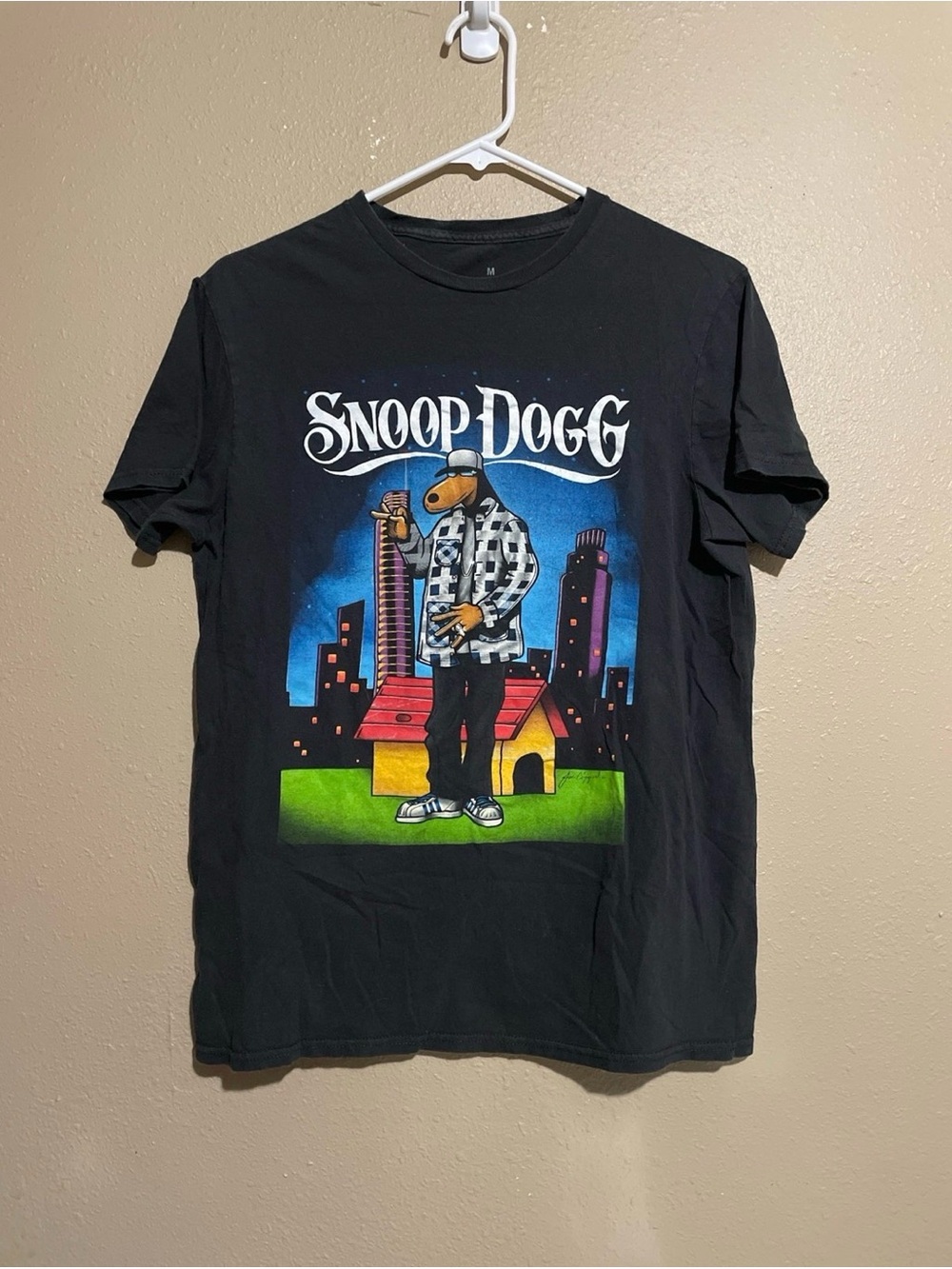 Joe Cool Snoop Dog Hip Hop Graphic Black T-Shirt Adult M